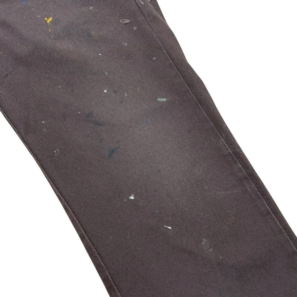 Men’s Dickies Slim Straight Work Pants Brown Distressed Paint Splatter - Picture 12 of 15